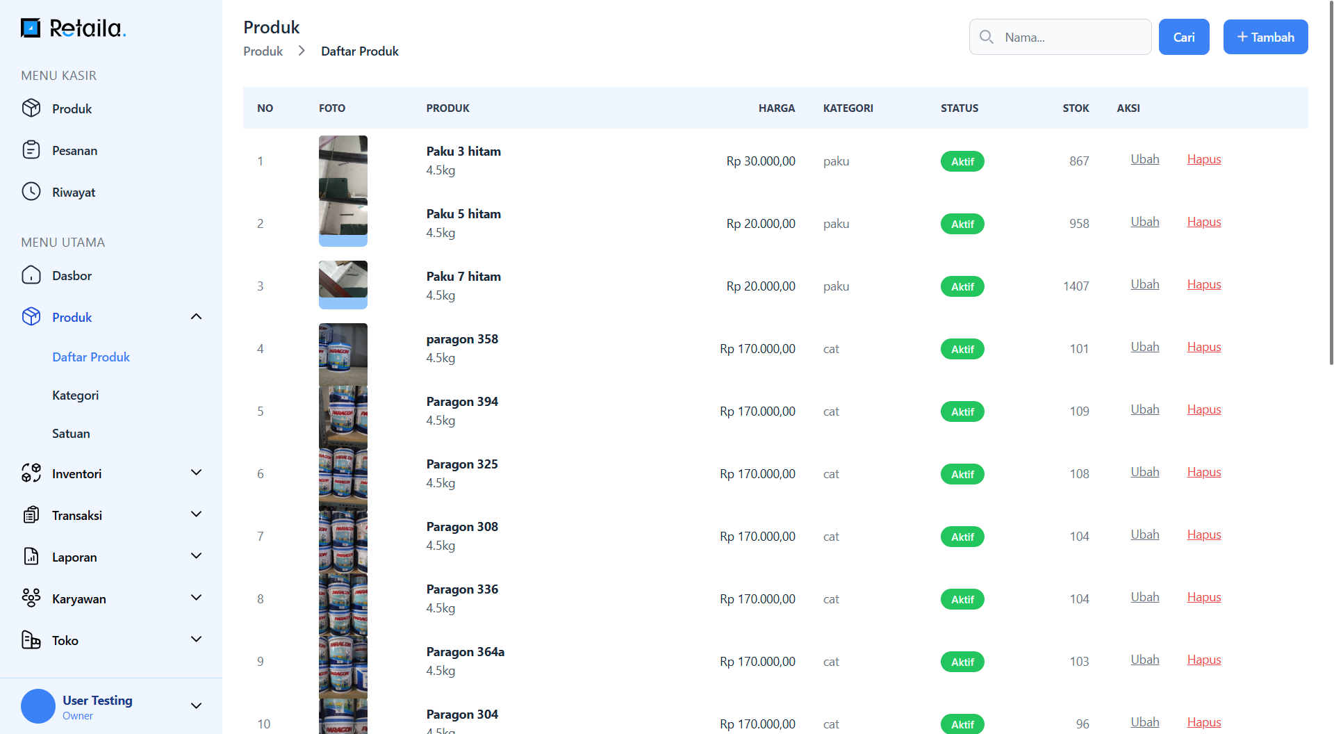 Daftar Produk